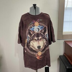 Wolf Moon Dreamcatcher Native American on Gildan Heavy Cotton T Shirt Size 2XL